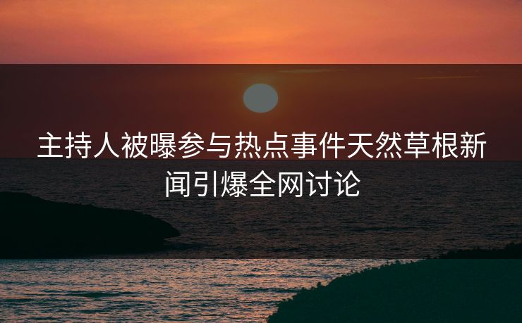 主持人被曝参与热点事件天然草根新闻引爆全网讨论