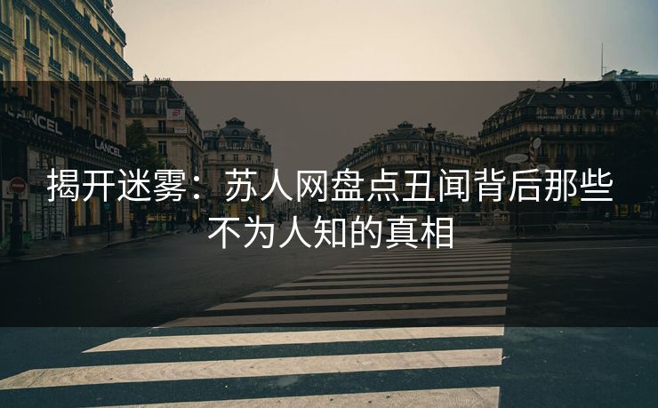 揭开迷雾：苏人网盘点丑闻背后那些不为人知的真相