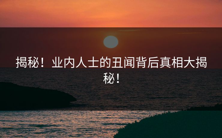 揭秘！业内人士的丑闻背后真相大揭秘！