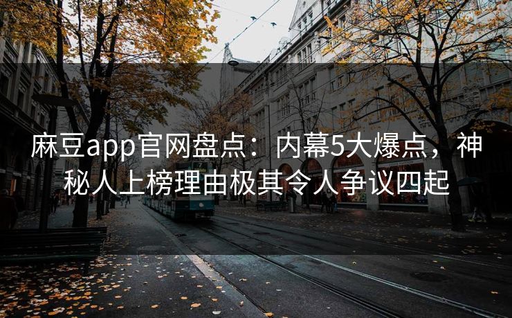 麻豆app官网盘点：内幕5大爆点，神秘人上榜理由极其令人争议四起