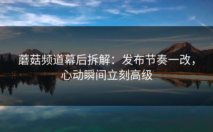 蘑菇频道幕后拆解：发布节奏一改，心动瞬间立刻高级