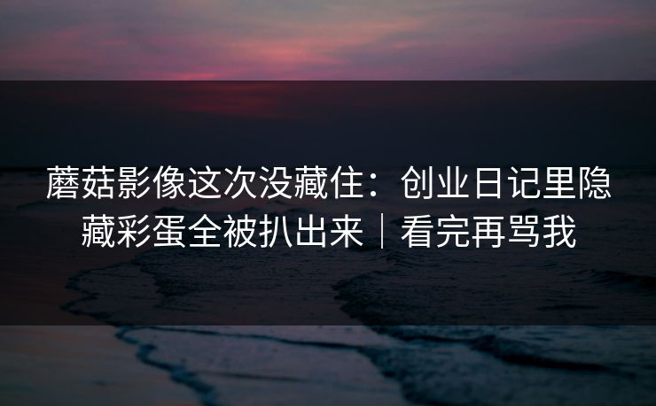 蘑菇影像这次没藏住：创业日记里隐藏彩蛋全被扒出来｜看完再骂我